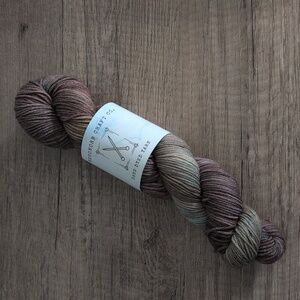 Skein of DK Weight Hand Dyed Yarn "Forks" Colorway